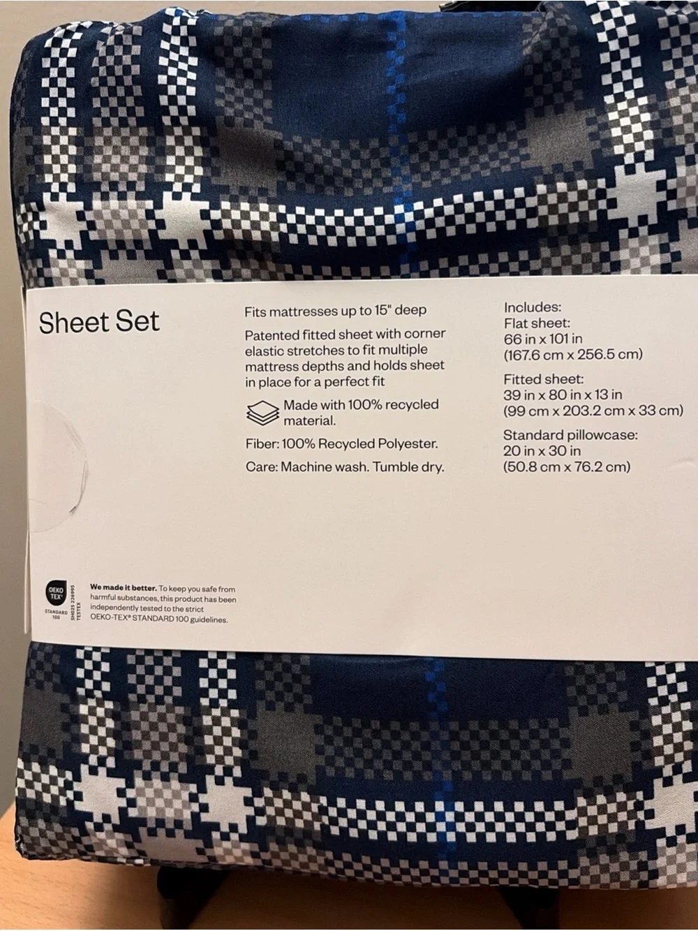 Room Essentials Microfiber Sheet Set in Navy Plaid